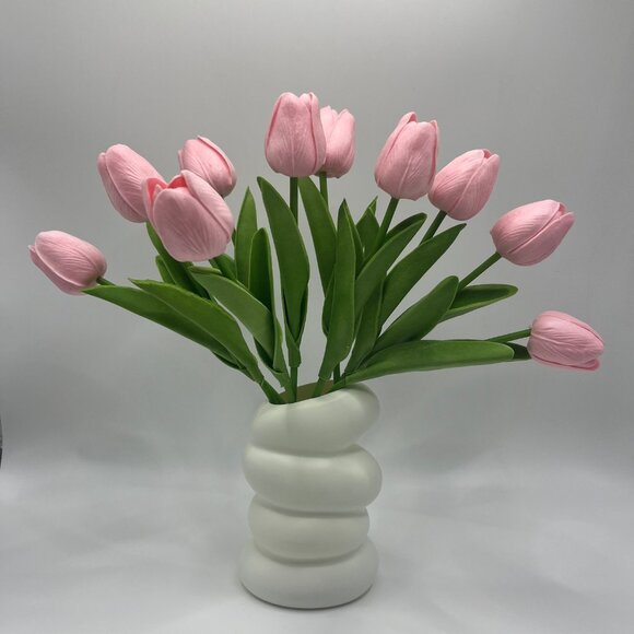 10 Pcs Artificial Tulips with Vase Silk Flowers for Weddings and Office Scenes - Picture 3 of 7